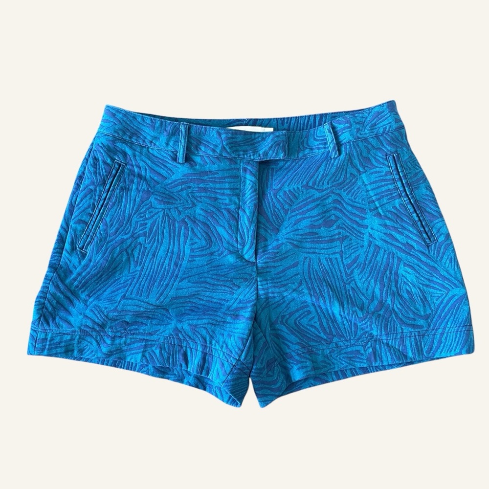 LADY HAGEN Blue Paradise‎ Found Zebra 4" inseam Shorts Women's size 8